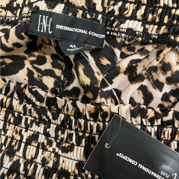 New INC Leo love dress pants smocked waist Plus 4X animal - Picture 4 of 6